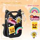Mity rain Hand Sanitizer Spray Case Compatible With Touchland, Cute Silicone Hand Sanitizer Holder Keychain with 4 Charms, Portable Refillable Sanitizer Accessory, Gift For Women And Teens(Black)