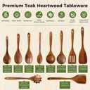 10 Piece Natural Teak Wooden Utensil Set, Wooden Spoons & Spatulas for Cooking, Non Toxic Kitchen Utensils Set, Easy to Clean, Durable, Ergonomic, Kitchen Essentials for New Home, Gifts for Women