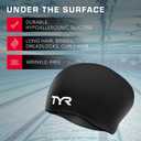 TYR Adult Silicone Long Hair Swim Cap - Wrinkle-Free, Streamlined Performance Cap for Braids & Thick Hair Protection