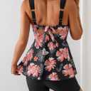 B2prity Tankini Swimsuits for Women Tummy Control Two Piece Modest Bathing Suits Floral Skirt Top with Boyshorts XL