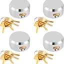 IRONWALLS Keyed Alike Puck Lock 4 Packs, 2-7/8Steel Heavy Duty Hidden Shackle Padlocks with 16pcs Keys, Silver Round Puck Locks with 1.7" (L) x 0.59" (H) x 1.2(D) Shackle Opening, Without Hasp