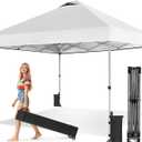 OLIXIS 10x10ft Pop Up Canopy Tent, Heavy Duty 1-Person One Push Setup, Portable Outdoor Shelter for Beach, Events, Camping Includes Rolling Carry Bag, White