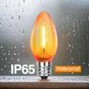 2 x C7 Replacement Bulbs, 25 Pack Halloween Orange LED Bulbs, 0.6W E12 Base for Indoor Outdoor Christmas String Lights, Patio, Party Decor