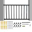 36inch x 4 feet Deck Railing- Textured Black Powder-Coated, Modern Porch Railing Panel, Rust-Proof Safety Guardrail for Outdoor Balcony, Stairs & Patio (1 Panel, No Posts)