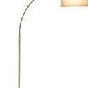 Brightech Logan Arc Floor Lamp, Bright Standing Lamp for Living Rooms, Offices & Bedrooms, Modern Living Room Décor, Tall Hanging Floor Lamp for Reading and More – Gold/Brass