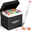 AnyMark Alcohol Markers Brush Tip, 80+1 Colors Dual Tip Brush & Chisel Alcohol-Based Art Markers Set with Case for Adult Artists Drawing Coloring
