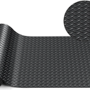 12 in x 10 ft Rubber Diamond Plate Rolls Mats, Heavy Duty Flooring Rug for Trailers Garage, PVC Water/Stain Outside Stall Resistant Parking Rv Tool(Black)