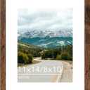 11x14 Picture Frame with 8x10 Mat Deep Brown, Display 8x10 with Mat or 11x14 Without Mat, Wood 11 by 14 Photo Frame, 11 x 14 Frame for Wall Hanging Display, Deep Brown
