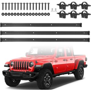 Trail Rail System with Tie Down Bed Cleat Compatible with 2020-2024 Jeep Gladiator JT, Replace OE 82215956, Cargo Bed Side Trail Rail System, Black