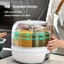 Rotating grain storage container,rice dispenser,6-compartment rice container, 360° rotating food dispenser One-Click Output rice Storage Round Grain Dispenser Kitchen for Grains, Beans, Rice., Small