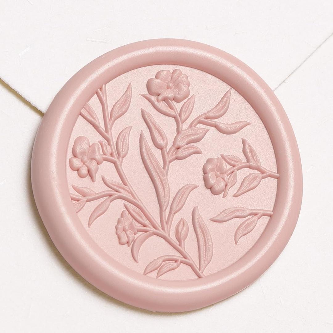 UNIQOOO Wax Seal Stickers - 3D Floral Wedding Invitation Envelope Seal Sticker, 50 Pcs Self- Adhesive Flower Blush Pink Stickers, Perfect for Invitation, Christmas, Gift Wrapping