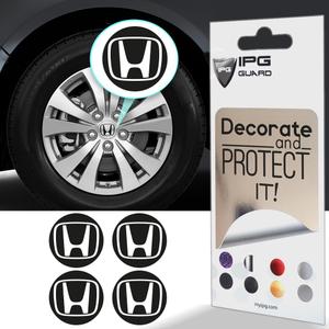 IPG Compatible with Civic Accord CRV VTEC Si Logo Cap Inner or Outer Stckers Dcals (Center Cap:2.25") (4 Units) (Solid Black, Outer Logo)