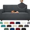 ZNSAYOTX Super Stretch Couch Cover (72"-92") Universal Sofa Covers with Elastic Bottom, Dog Cat Pets Friendly Washable Furniture Protector Fitted Sofa Slipcovers Stay in Place (Dark Grey, Sofa)