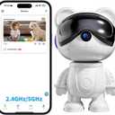 Cute Bear 2K Wireless-Smart Robot Home Security Camera - Nanny & Pet Motion Monitor, Baby Cry Detection Alarm, Privacy Mode, 5G Dual-Band, PanTilt, Full HD Night Vision, 24/7 Recording, 2-Way Audio (White)