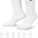 Nike Kids' Everyday Cotton Cushioned Crew Socks (3 Pair), White/Black, Small
