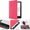 CoBak Case with Stand for Kindle Paperwhite 12th Gen 2024 Released (7") & Kindle Colorsoft Signature Edition - Durable PU Leather Cover with Auto Sleep Wake, Card Slot, Hand Strap Feature, Raspberry