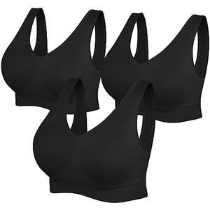 Womens Sports Bras, Yoga Comfort Seamless Stretchy Sports Bra for Women 3 Pack Size XL