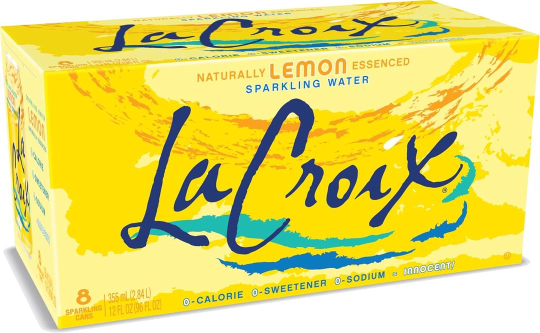 LaCroix Sparkling Water, Lemon 8pk, 12 Fl Oz (pack of 8)052126 and Zero Sugar 7-Up Soda, 12 Oz., Pack of 12, BB 05/21/26