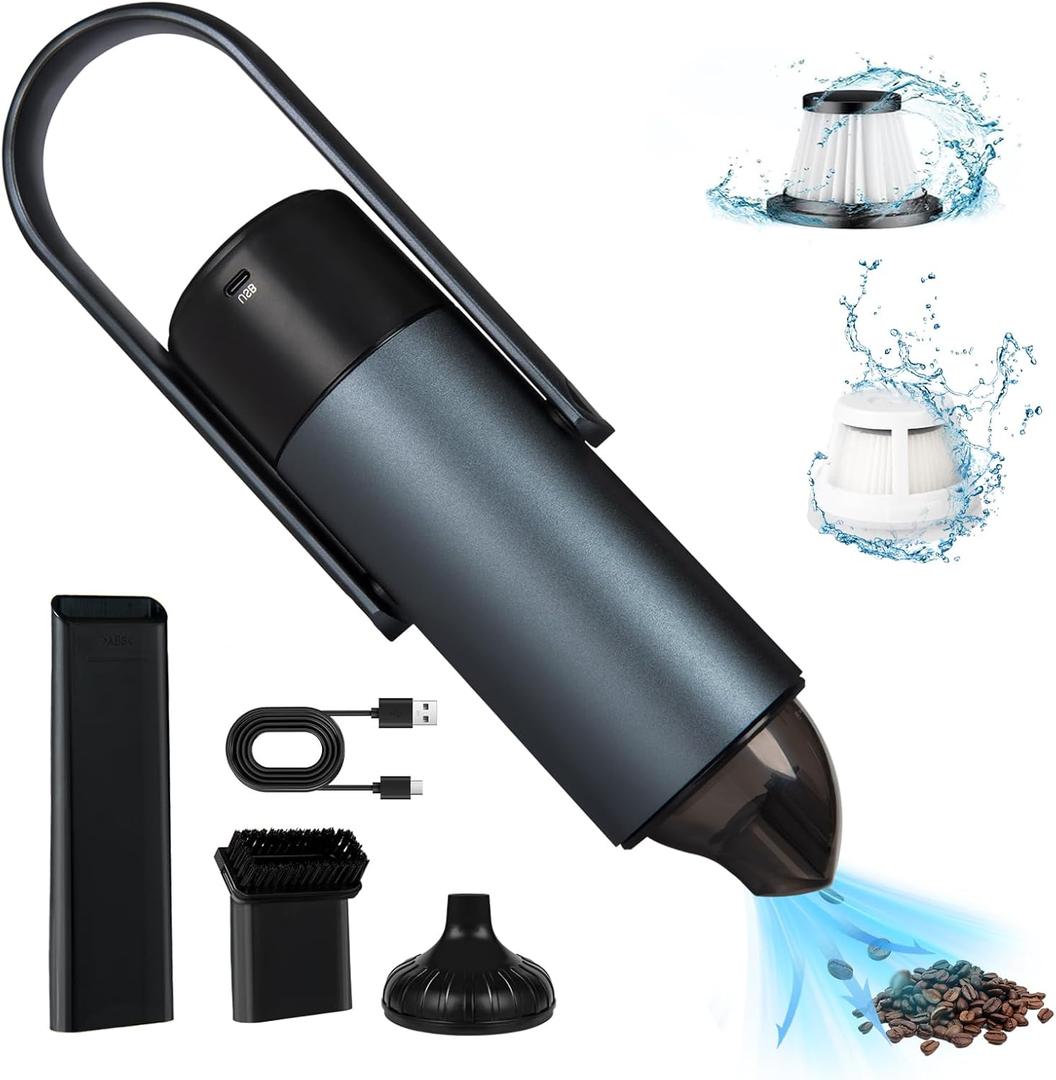 Car Vacuum Cleaner, 2-in-1 Blower Handheld Cleaner, 9000PA Car Vacuum Portable Cordless with Multi-Nozzles, Handheld Vacuums with Dual Filters, Mini Vacuum Cleaner for Home, Office, Pet (Small)