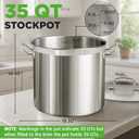 Nutrichef Stainless Steel Cookware Stockpot, 35 Quart Heavy Duty Induction Soup Pot With Stainless Steel Lid And Strong Riveted Handles, Even Heat Distribution, Compatible With Most Cooktops