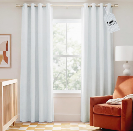 NICETOWN Natural 100% Blackout Linen Curtains 84 inch Long Burg for Living Room, 2 Panels, 52" Wide, Farmhouse Thick Completely Blackout Window Treatment Thermal Insulated Warm Drapes for Winter