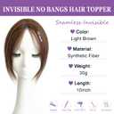 10" Clip in Bangs Hand-tied Base, 360 Clip In Hair Topper No Bangs Upgrade Handmade Hair Extensions (Light Brown)