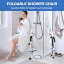 DEWEL Foldable Shower Chair for Elderly and Disabled, Folding Shower Seat with Armrests and Back Height Adjustable, Aluminum Alloy Bath Seat for Inside Shower, 330lbs Capacity (Blue)