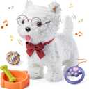 TUMAMA Electronic Dog Toy Pet, Remote Control and Voice Control Interactive Plush Puppy with Walking, Barking, Tongue Licking, Tail Wagging, Walking Dog Toys for Age 3+ Kids