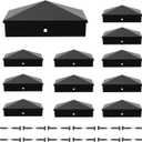 12PCS Aluminum Pyramid 4x4 Wood Fence Post Caps (True/Actual 3.5"x 3.5"), Post Caps 4x4 Cover with Matte Finish Powder Coated Surface,Water-Proof UV-Proof,Keep Post from Cracking and Rotting