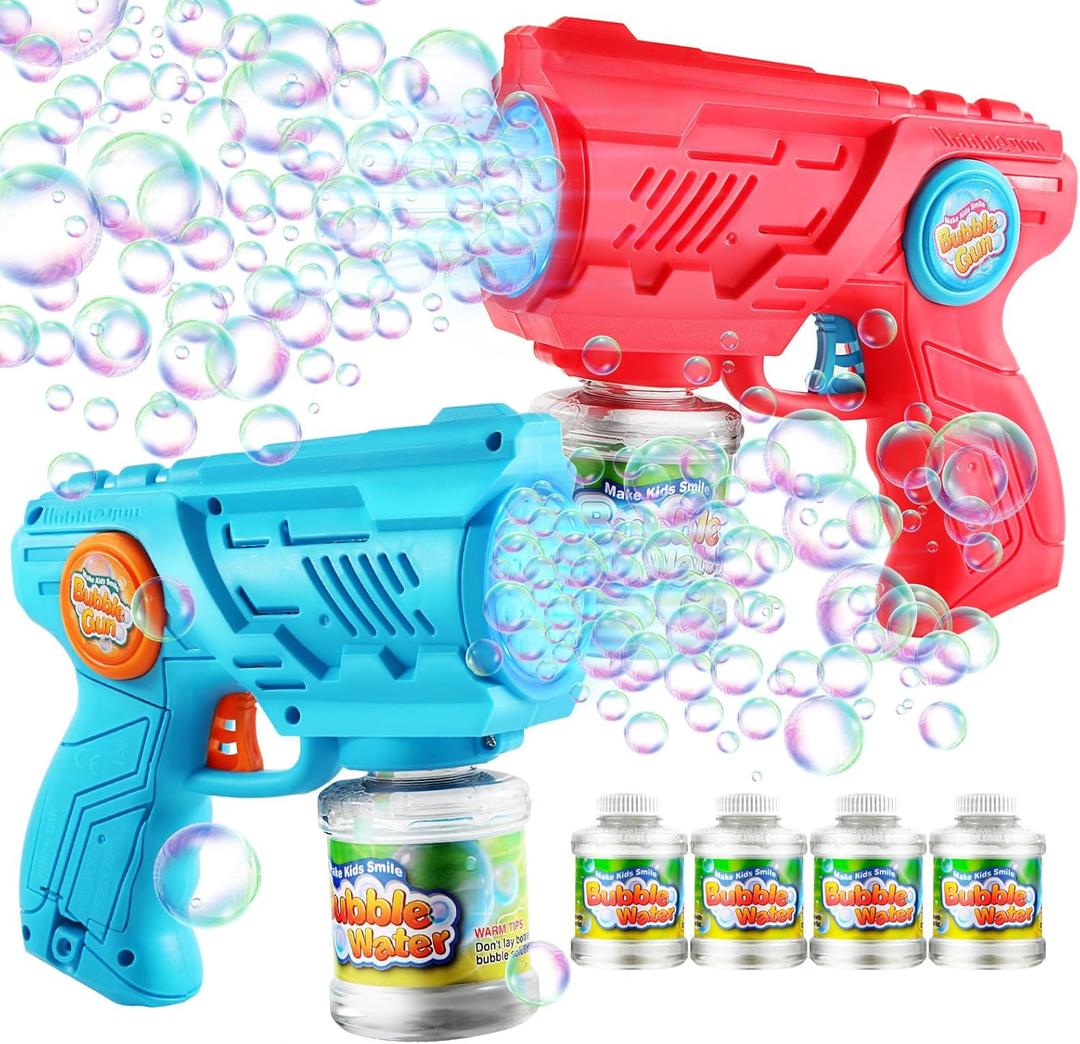 Bubble Machine for Kids Ages 2-4 5-7,Automatic Light Up Bubble Gun with 4 Bubble Solutions,Outdoor Toys for Toddlers, Birthday Gift for 3 4 5 6 7 8 Year Old Boys & Girls,Summer Toy,Party Favors