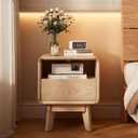 Solid Wood Nightstand, Mid-Century Modern Night Stand with Drawer & Open Shelf, Compact Bedside Tables for Bedroom, Office, Small Spaces, Light Natural Finish, Pre-Assembled