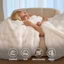 IUUI Electric Heated Blanket Queen 84"x90", Faux Rabbit Fur Heating Blanket, Whit
