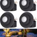 SUNVIE 3W Pond Lights LED Underwater 3000K Warm White IP68 Waterproof Underwater Pond Lights 12-24V AC/DC Low Voltage Fountain Light LED Underwater for Outdoor Ponds Fountains Waterfalls, 4 Pack