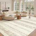 Miukiki 10x14 Area Rugs for Living Room Moroccan Washable Rugs Non Slip Indoor Floor Carpet Foldable Large Soft Area Rug with Low Pile for Dining Room Bedroom Office(Brown,10'x14')