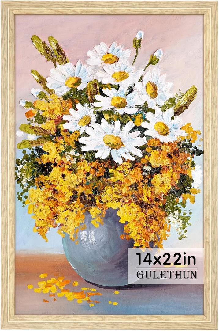 GULETHUN 14x22 Picture Frame, Natural Wood Poster Frame, Home Decor Natural Gallery Frames, Horizontal or Vertical Format, Sturdy, Plexiglass, Large Wall Decor, for Photos, Artworks, Posters