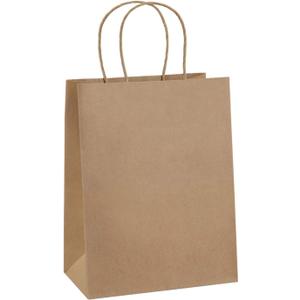 BagDream Gift Bags 8x4.25x10.5 100Pcs Kraft Brown Paper Gift Bags with Handles Bulk for Wedding, Party Favor, Grocery, Shopping, Retail, Merchandise Medium Paper Sacks (Brown)