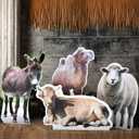 4 Pack Christmas Nativity Animal Stand up Cardboard Set Include Donkey Sheep Camel Cow Life Size Cardboard Cutout Religious Party Backdrop Photo Props for Xmas VBS Decor