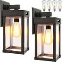 Solar Wall Lights Outdoor, Solar Sconce Lantern with 3 Lighting Modes & Motion Sensor, Porch Light Fixture Outside Waterproof with Clear Panel for Garage Yard Front Door Shed (2 Pack)