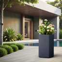 Kante 27.6" H Tall Rectangular Concrete Planter, Modern Square Diameter Plant Pot with Drainage Hole and Rubber Plug for Indoor Outdoor Home Patio Garden, Charcoal