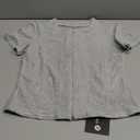 Curvphilo Womens V-Neck Tops Double Zipper Short Sleeve T Shirts Y2K Crop Tops Business Casual Going Out Tops, M