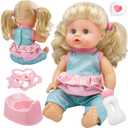 SMILESSKIDDO Baby Doll, 12 inch Interactive Talking Doll with Hair, Bottle, Soft Vinyl Body and Other Accessories, Realistic 12 Sound Modes & Pee Function  Perfect Pretend Play Toy for Toddlers (Pink)