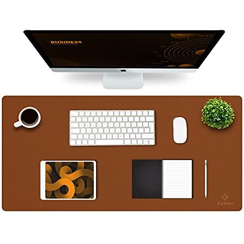 K KNODEL Large Office Leather Desk Mat, Mouse and Keyboard Pad, Computer and Laptop Mat, Desktop Protector and Cover, Writing Pad and Blotter (35.4"x17", Brown)