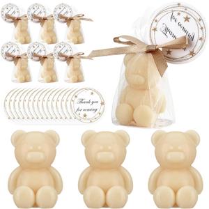 Leelosp 40 Set Small Bear Soaps Baby Shower Favors with Organza Bags Thank You Gift Tags Handmade Mini Cute Bear Soap for Baby Shower Wedding Gender Reveal Party Guests (Beige)