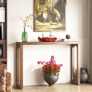 Solid Wood Console Table - Narrow Entryway Table, 47.2 Inch Sofa Tables Behind Couch, Farmhouse Console Tables for Entryway, Hallway, Living Room, Foyer, Easy Assembly - Walnut