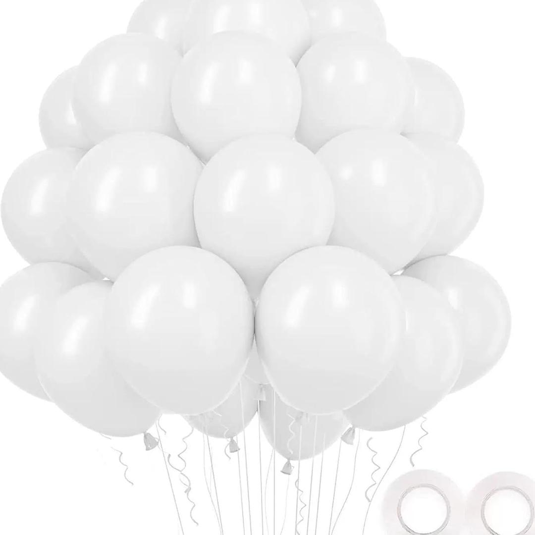 2 x A set of 50 white latex balloons (12 inches each), suitable for decorating weddings, proposals, bachelor/bachelor parties, birthdays, and other festive occasions.