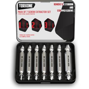 2 x 7PCS Screw Extractor Set for Iron Screws  Stripped Screw & Bolt Remover, High-Speed Steel Drill Bit Tool for Easy Removal of Rusted, Broken Screws & Nuts  Durable Gift for Men