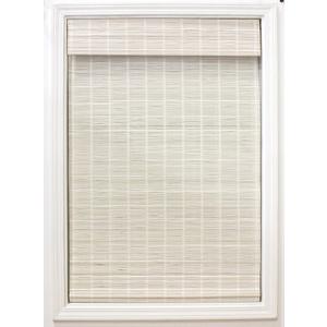 Radiance Cordless Bamboo Roman Shades for Windows - Matchstick Bamboo Blinds for Semi-Private Light Control - Easy to Lift & Fold Up Window Shades - White - 35" W x 64" L - (2215334E)