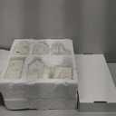 Zubebe 30 Pcs Winter Christmas Village Sets LED Christmas Village Houses Holiday Figurines Porcelain Xmas Collection Buildings Xmas Town Scene Indoor Room Decor (Silver,Simple Style)