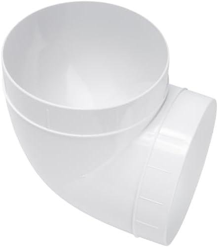 Plastic 6" inch 90 degree duct connector. Easy to mount 90 elbow for flex or straight pipe.
