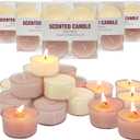 Kissingfish 24 Pack Scented Tealight Candles, White Tea & Rose Scented, Modern Floral Tealights for Home, Spa & Meditation (Ivory)